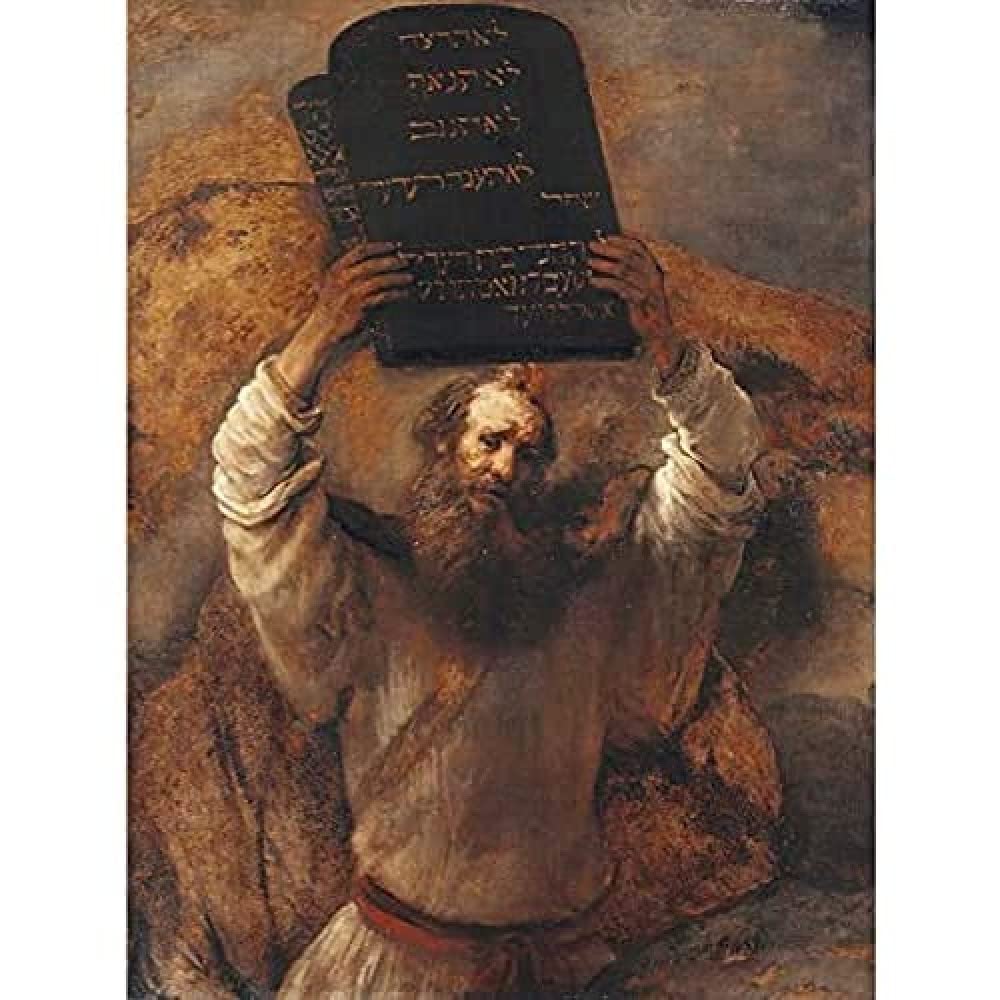 Rembrandt Moses With The Ten Commandments Art Print Canvas Premium Wall Decor Poster Mural