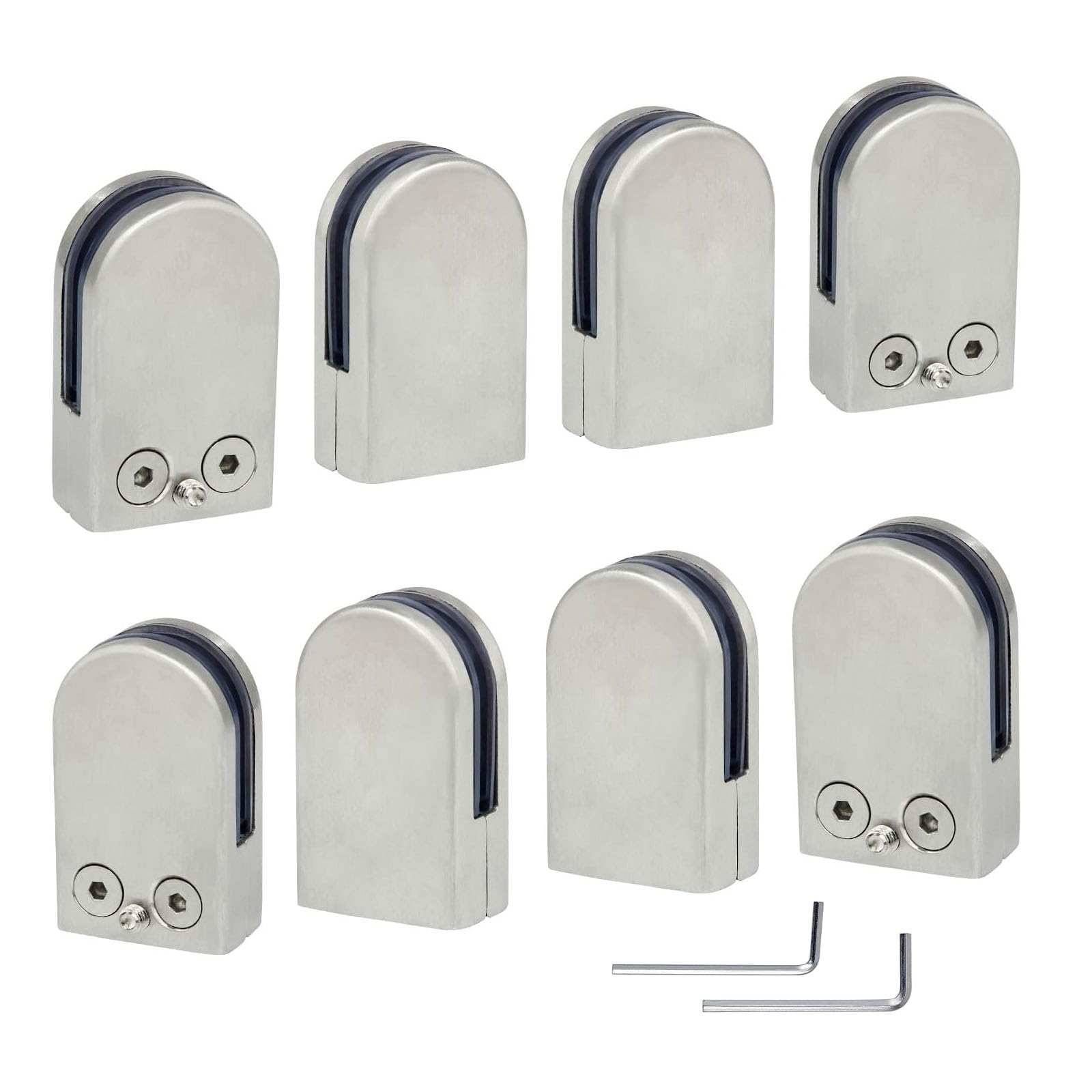 Discoball Glass Clamps 8 PCS 6-8mm Stainless Steel 304 Glass Clips Adjustable Glass Bracket Flat Back for Balustrade Staircase Handrail