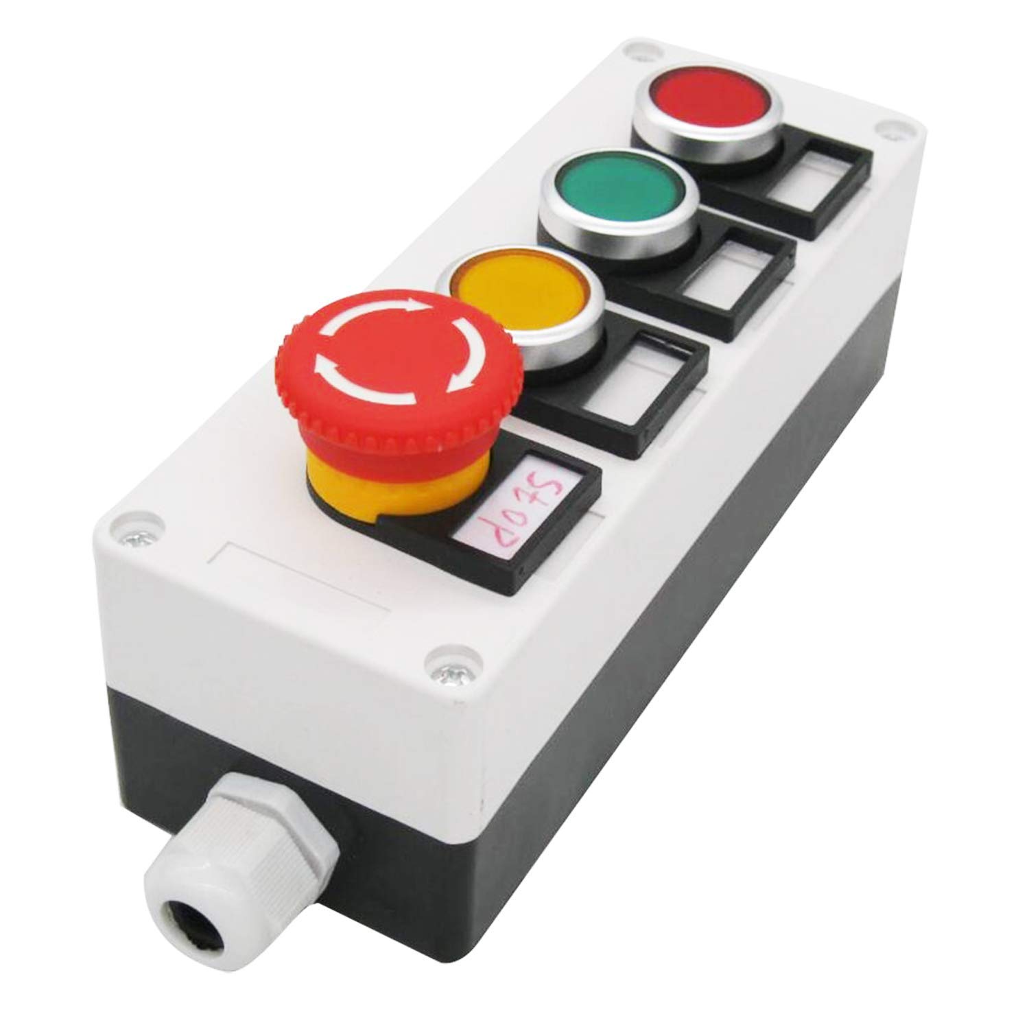Taiss/Red Yellow Green Momentary Switch + Red Mushroom Emergency Stop 1NC 1NO Latching Push Button Station Switch Pushbutton Switches 440V 10A hz-11SRYG