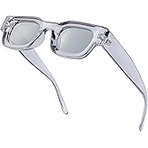 EYLRIM Thick Square Frame Sunglasses for Women Men Chunky Rectangle Polarized Sunglasses UV400 Protection