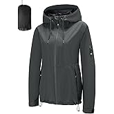 FARVALUE Women’s Rain Jacket Waterproof Packable Lightweight Windbreaker Hooded Rain Coat for Hiking Cycling Travel