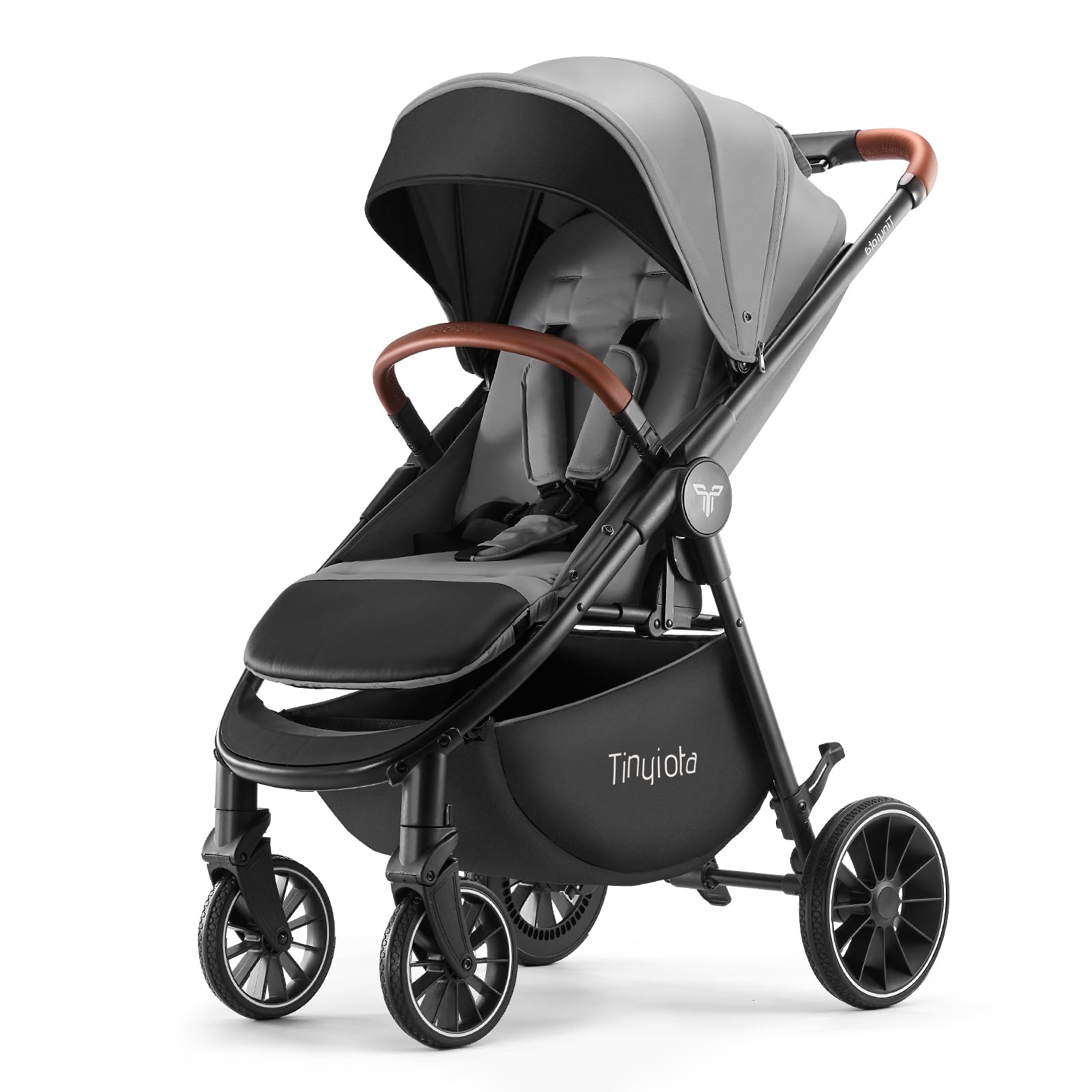 Photo 1 of ***(MISSING PART-SELLING AS IS)***  Tinyiota Stroller for Babies, Toddler Strollers with Large UPF 50+ Canopy, Luxury Baby Stroller with Leather Handle & Spacious Seat, One-Hand Foldable Pushchair, Baby Carriage with Lie-Flat Mode(Gray)