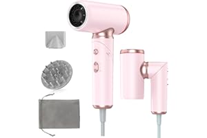 Travel Hair Dryer Dual Voltage for European, Foldable Ionic Blow Hairdryers Fast Drying, Portable Small Dryers for Women with