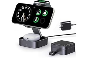 3 in 1 Wireless Charging Station for Apple Devices, Magnetic Foldable Travel Fast Charger Stand Compatible with MagSafe for i
