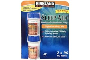 Kirkland Signature Sleep Aid Doxylamine Succinate 25 Mg, 2 pack (192 Tablets)