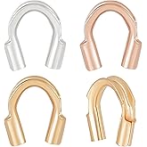 Beebeecraft 120Pcs 3 Colors Wire Guardian 18K Gold Plated U Shape Wire Guard Loops Thread Protector with 0.6mm 0.6mm for Jewelry Making Bracelet Necklaces