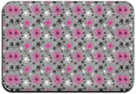 Mats Non Slip Vibrant Colored Free Hand Drawing Style Blossoms Antique Retro 40x60 Cm