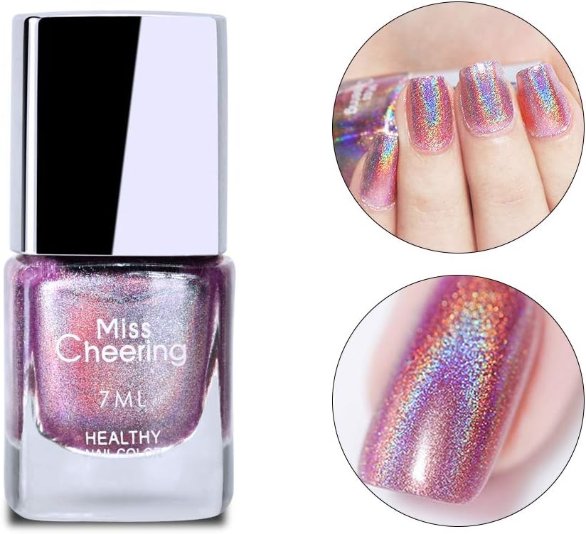 Ownest Holographic Nail Polish, Gorgeous Glossy Holographic Halo Glitter Polish Nail Art Nail Pigment Diamond Laser Nail Polish -LS06 : Beauty