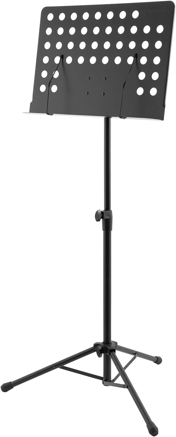 World Rhythm Orchestral Music Stand - Height Adjustable Sheet Music Holder with Page Retainers and Tripod Base