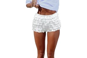 NVRENJIA Women Y2K Lolita Bloomers Lace Mesh Ruffle Fairy Short Sexy Layered Pettipants Coquette Boy Shorts