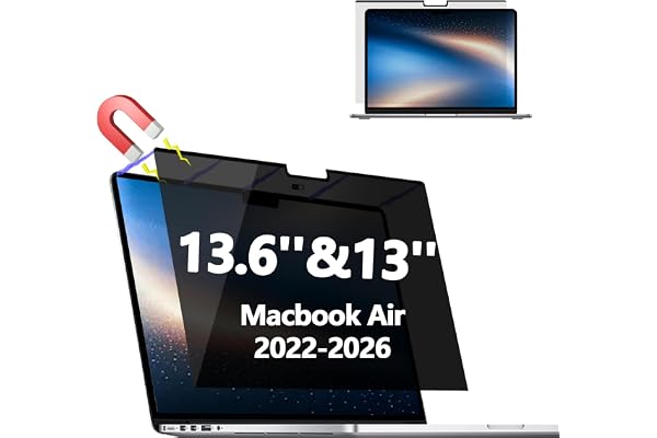 Magnetic Privacy Screen Protector for MacBook Air 13.6/13 Inch (2022-2026) | M2/M3/M4/M5; Anti Blue Light and Glare,Removable Matte Laptop Privacy Filter Shield and Protector with MacBook Air 13.6 Inch