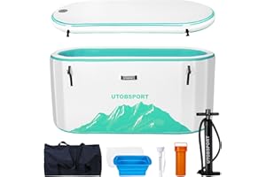 UTOBSPORT Inflatable Ice Bath Tub Cold Plunge Pod for Athletes Recovery BathTub with Lid, Water Chiller Compatible - Outdoor & Indoor, Large XL-137 Gallons/Outside Size 60"x32"x30" Mint Green