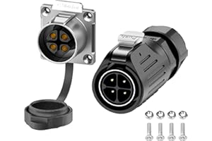 PLUGOOD EW-LP24 Industrial Waterproof Connector IP68 Quick Plugging Circular Connector Anti-Interference Shell Aviation Connector Fast Release Electrical Connector M24 2-24 Pin Flange Socket (4 Pin)