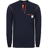 BOCOMAL FR Shirts Flame Resistant Henley Shirt NFPA2112/CAT2 7oz Men's Long Sleeve Fire Retardant Clothing