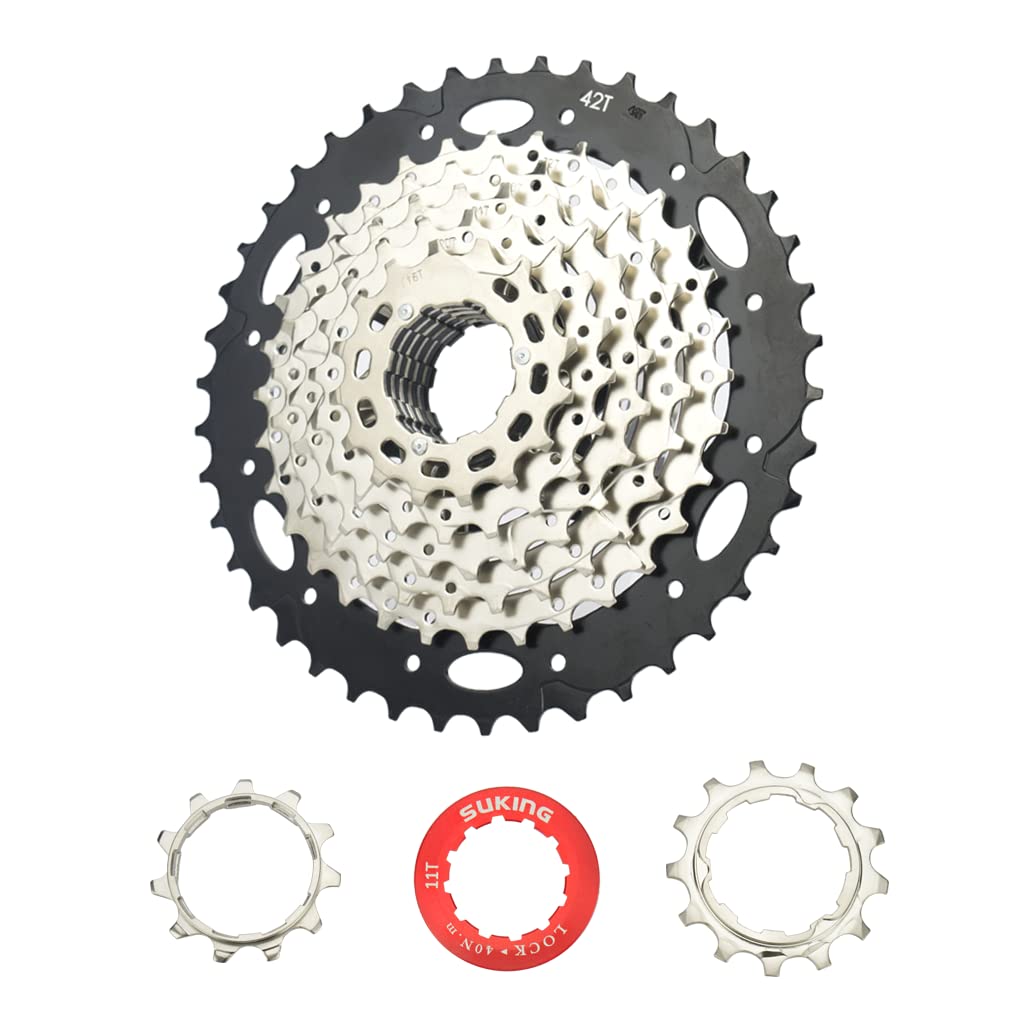 CYSKY 8-Speed Cassette 11-42T Wide Ratio MTB Mountain Bike Cassette Fit for Mountain Bike, Road Bicycle, MTB, BMX