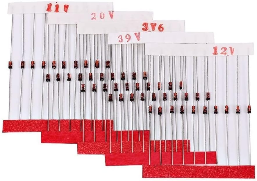 Fasizi 300Pcs Zener Diode 1/2W Assorted Kit 2V to 39V 30 Values 0.5W Electronics