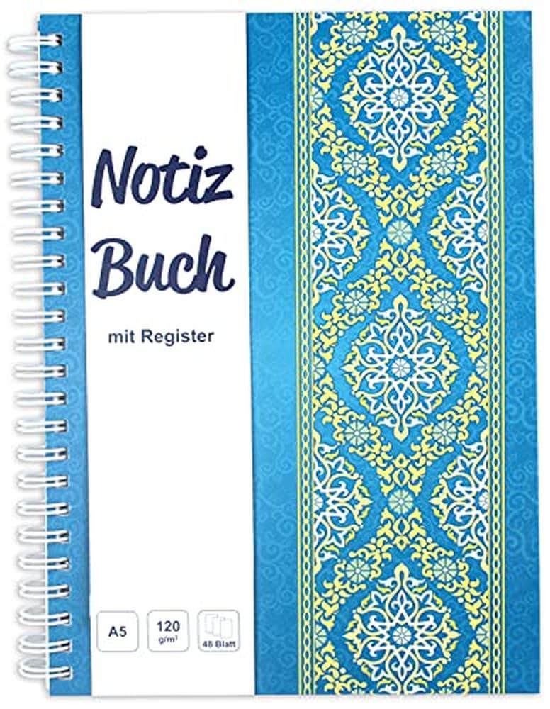 RNK 46504 Notebook with A-Z Index "Blue Orient" in DIN A5 with 48 Sheets 120 g/m², Pack of 1