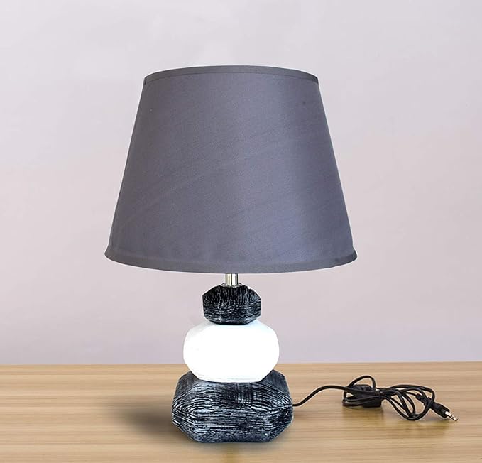 TIED RIBBONS Bedside Table Lamp for Bedroom Living Room Home Decor (Black, 32 X 20 cm)