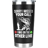 Affordali Funny Fish Gifts for Men - Sorry I Missed Your Call I Was On The Other Line Fish Tumbler - Fish Cup for Men - Fathers Day Christmas Birthday Fisherman Gifts - Fisherman Retirement Gift