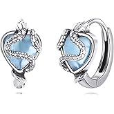 Snake Earrings 925 Sterling Silver Snake Hoop Earrings Cat's Eye Animal Jewelry Gifts for Women