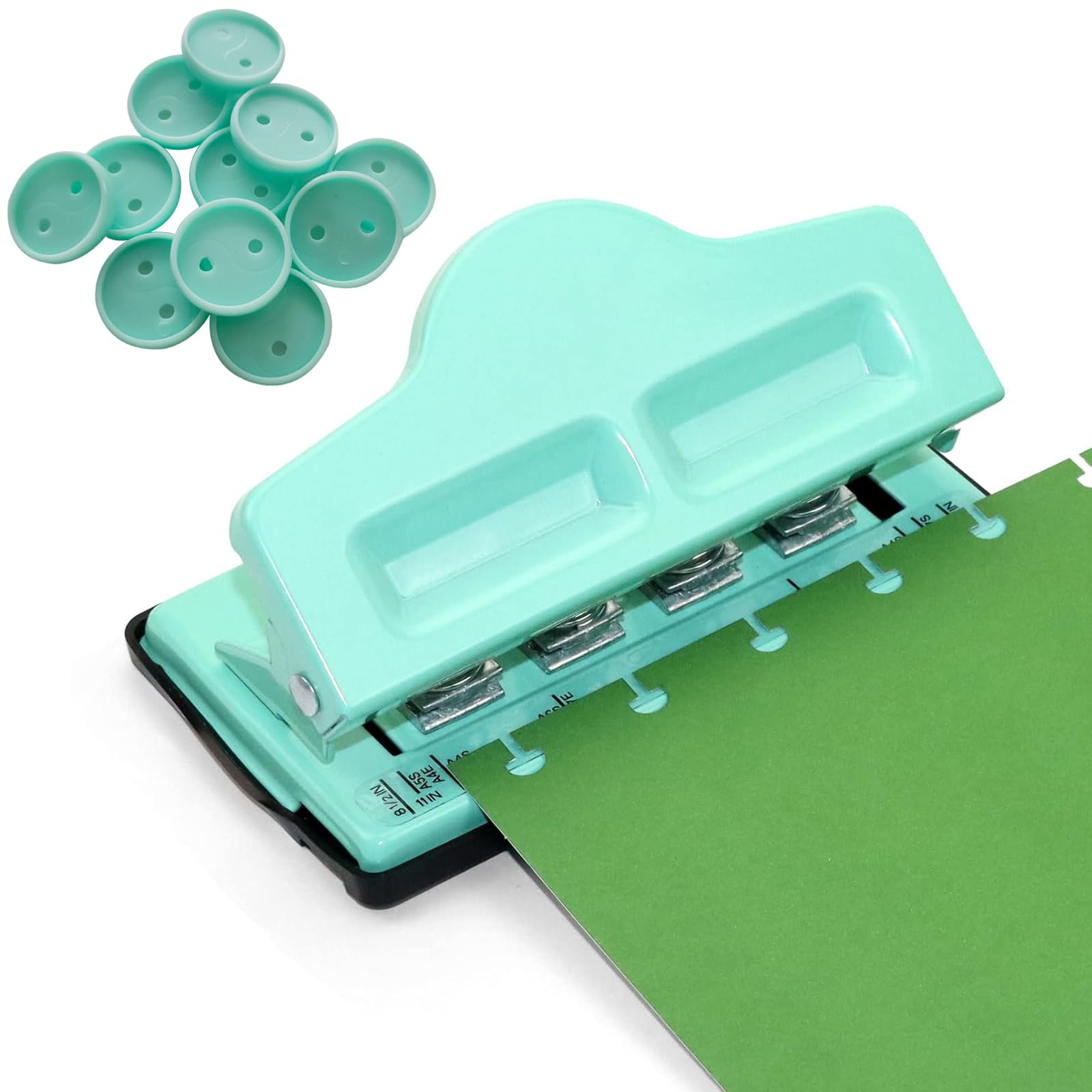 Mushroom Discbound Hole Punch, 4 Hole Puncher for Dics Bound Planner, Notebooks, Scrapbooks & Crafts, Green