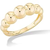 Miabella Italian 925 Sterling Silver or 18K Gold Plated Bead Ball Stackable Ring for Women/Made in Italy