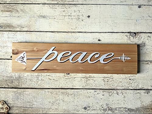 Pallet Wood Signs With Sayings, Rustic Wood Arrow Wall Sign Decor, Peace Quote