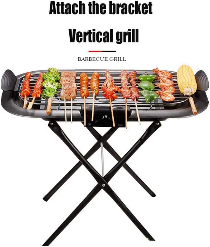 review Smokeless Grill Electric, Adjustable Heat Control with Drip Tray, with Removable Grill, 2000W, for Camping Indoor Outdoor. Black, Cooking Surface 63X33cm