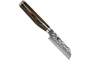 Shun Premier 3" Vegetable Knife, Handcrafted Japanese Knife, VG-MAX Core with Damascus Stainless Steel Cladding, Pakkawood Ha