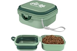 CERMUG Collapsible Dog Bowls, Travel Water Bowl for Dogs, 2-in-1 Portable Food and Water Feeder - Travel Dog Bowls with Lid for Walking, Traveling, Camping and Hiking