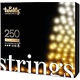 Twinkly Strings 250 White LED, LED Light String for Outdoor and Indoor, White Christmas Lights from Warm to Cool, Mappable LEDs, Compatible with Alexa, Google Home, IP44, App Control, Black Wire, 65ft