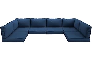 UDPATIO Outdoor Replacement Cushions for Patio Furniture, Water-Resistant Patio Cushions for 6-Seat Sectional Patio Conversation Sets, 14-Piece Outdoor Couch Cushions Patio Sofa Cushions (Navy Blue)