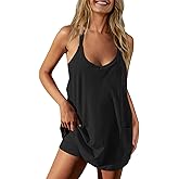 TARSE Athletic Dress for Women Casual Sleeveless Spaghetti Strap Sundress Workout Short Tennis Dress with Pockets