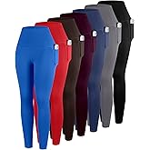 ATHVOTAR Leggings with Pockets for Women, 7 Packs High Waisted Workout Tummy Control Yoga Pants