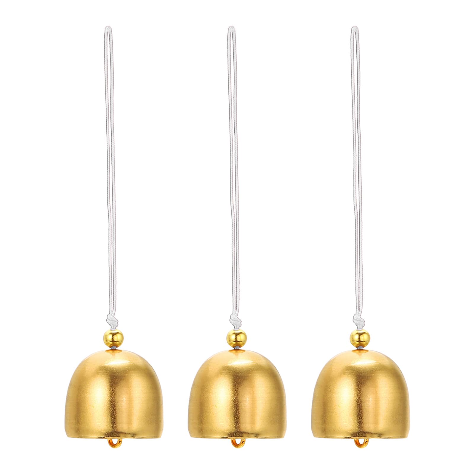 PATIKIL 3 Pcs Wind Chime, Hanging Bells Temple Bells Retro Outdoor Hanging Metal Chinese Wind Chime Round for Outside Garden Camping, Gold White