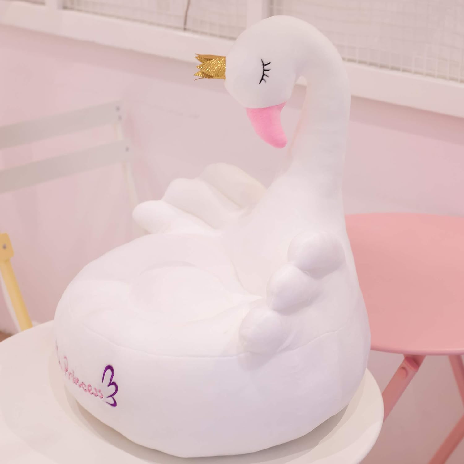 Napravi Rs Vercart Canape Fauteuil Enfant Personnalise Chaise Cartoon Rembourree Mignon Cadeau Danniversaire Bapteme Fille Garcon Bebe 60cm Cygne Blanc Chaises Et Fauteuils Chambre D Enfant