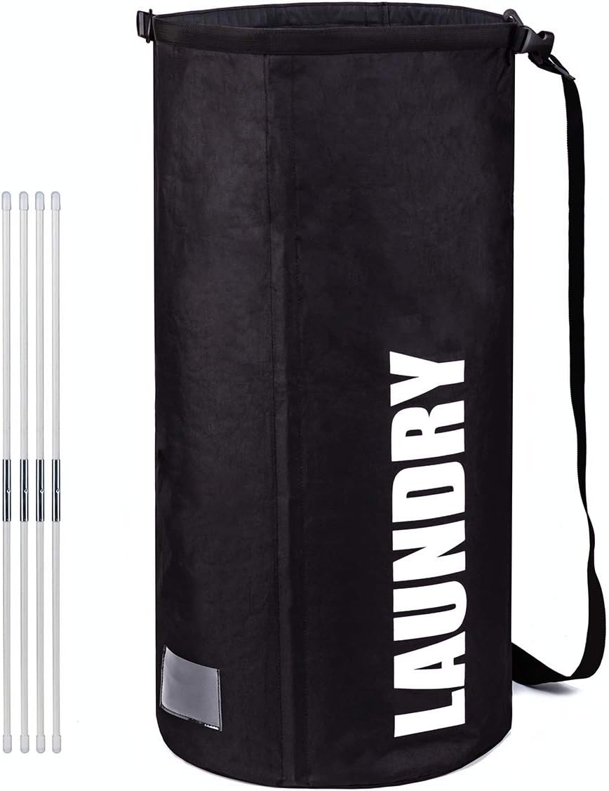 Riboli 100L Laundry Backpack Hamper Basket Extra Large Dirty Bag Collapsible Heavy Duty for Camp College 16"×32" Black