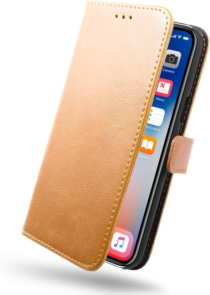 SLEO Case for iPhone XS Max Case,Retro Vintage PU Leather Wallet Flip Case Cover for 6.5" iPhone XS Max (Verizon, AT&T Sprint, T-mobile, Unlocked) - Brown