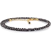Black Australian Opal Choker Necklaces for Women, Natural Gemstone Beads Dainty October Birthstone Chakra Healing Stones Jewelry 14K Gold Plated 925 Sterling Silver Chain 18 inch