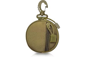 WisePoint Outdoor Coin Purse for Men, Nylon Coin Wallet Small Coin Pouch with Removable Hook, Lightweight Small Coin Bag Change Pouch Coin Purses for Hiking, Climbing, Cycling, Shopping (brown)