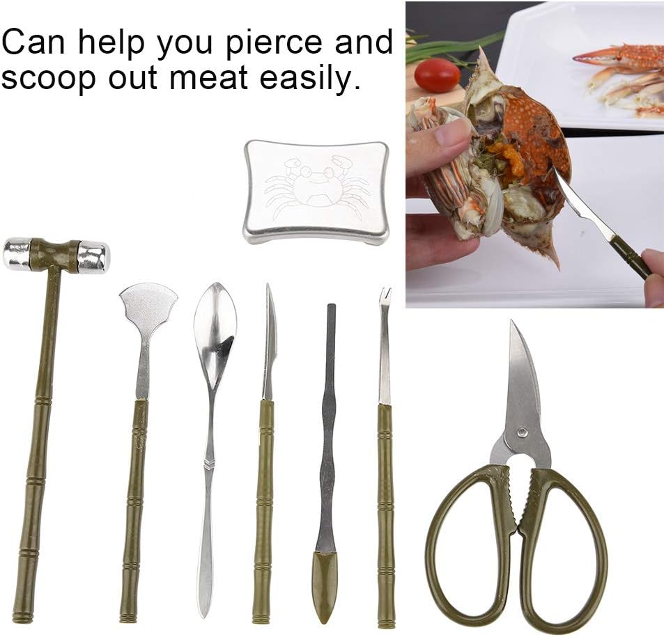 Seafood Tools Set-8PCS Professional Sea Food Tool Lobster Crab Cracker Tools Stainless Steel Seafood Claw Tool Set Gift - Image 5