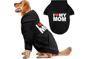 BAOBICUTE Dog Sweaters Hoodies for Large Dogs Security Ultra-Soft Fleece Dog Sweatshirt Cold Weather Pet Winter Clothes with Pocket for Small Medium Large Dogs (XL (Back: 24.2",Chest: 34.2"), I Love My MOM)
