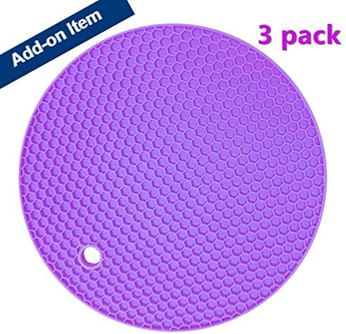 Miji Silicone Round Heat Resistant Pot Holder Trivet Mat (3pack, Purple)