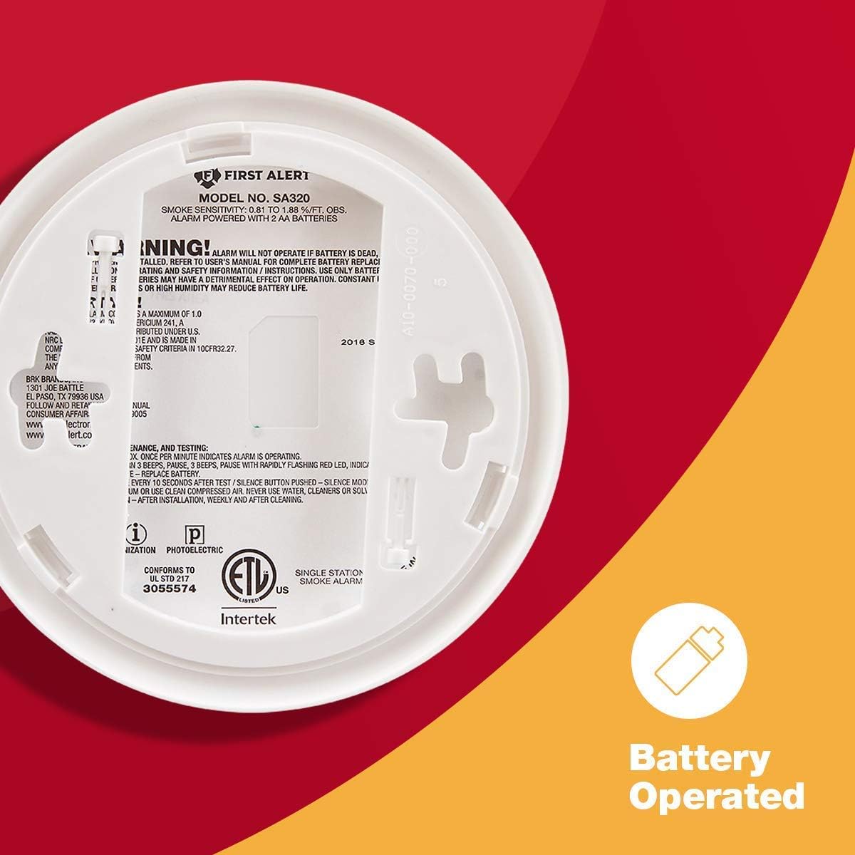 First Alert Dual-Sensor Smoke and Fire Alarm, Battery Powered, Frustration-Free Packaging, SA320CN - - 