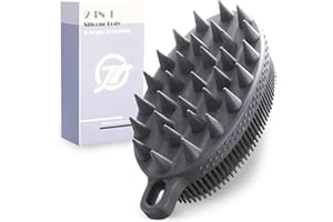 FREATECH 2-in-1 Silicone Body Scrubber - Bath Shower Body Brush and Shampoo Brush Scalp Massager Exfoliator, Deep Cleanse Ski