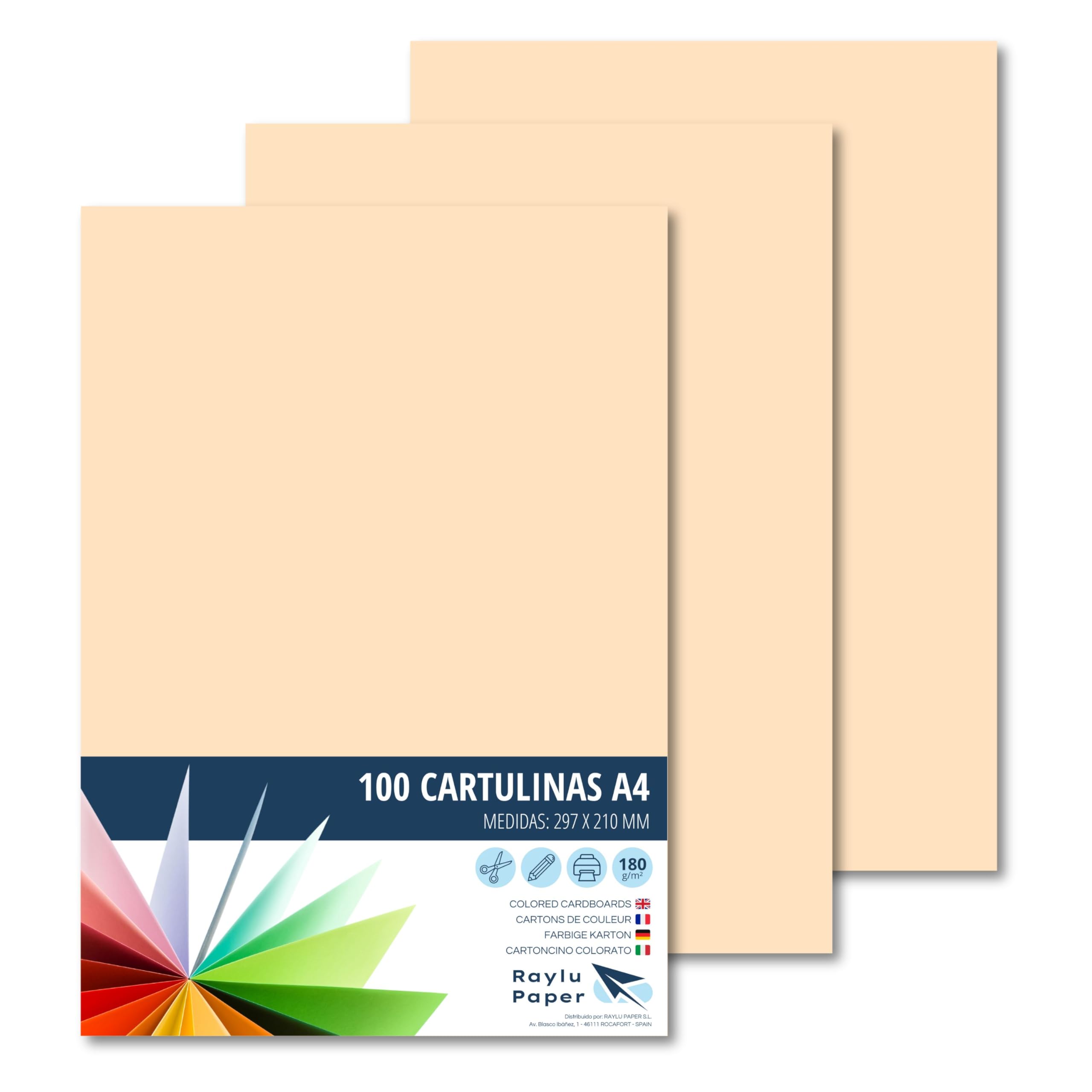 Raylu Paper® A4 100 x Cream Card 180g 210x297mm Soft Touch Ideal for Binding Office Work Drawing Crafts Suitable for School Use (Cream)