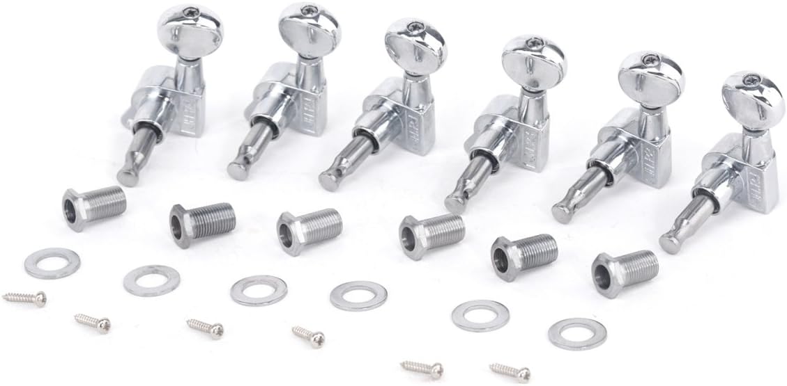 Musiclily Pro 6 inline Guitar Tuners Tuning Pegs Keys Machine Heads Set for Fender Strat Tele Electric Guitar Kidney Button Chrome - Image 3