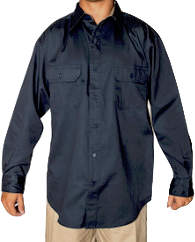 W S Blue Collar Outlet Navy Men's Long Sleeve Uniform Work Shirt, 65