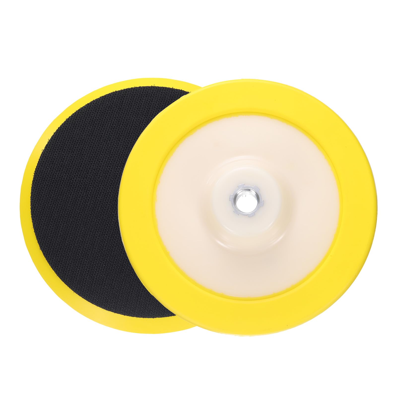 Sourcingmap 7 Inch Hook and Loop Backing Sanding Pads with 5/8"-11 Thread for Diamond Sanding Finishing Polishing Buffing Pads, Orange + Yellow + Black 2pcs