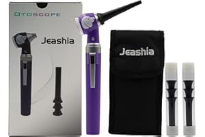 Jeashia Pocket Veterinary LED Otoscope - Pet Ear Scope with Light for Dogs & Cats, 6 Disposable Tips (4/6/9mm), Portable Ear Infection Detector (Purple)
